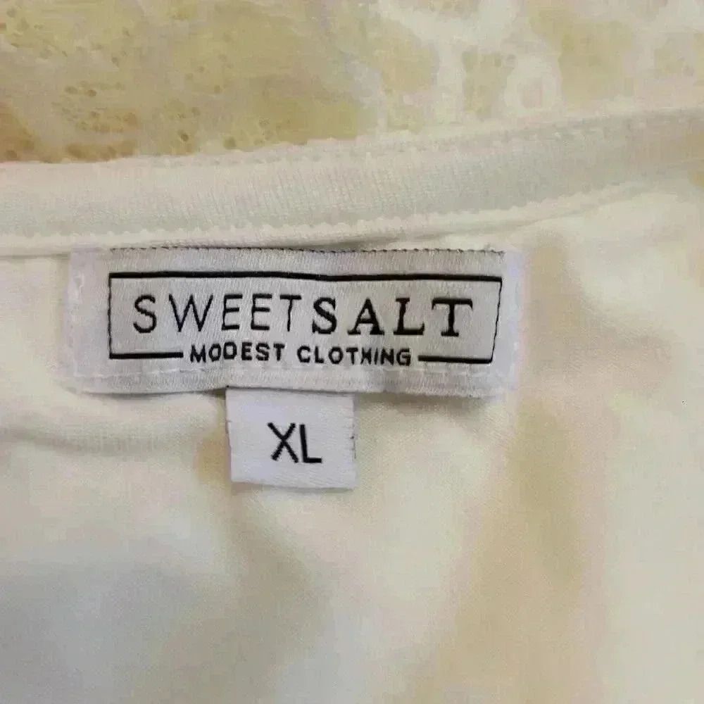 Sweet Salt Women's Ivory Stretch Lace Lined Modest Dress - Picture 12 of 13